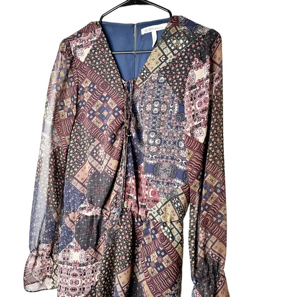 BCBGeneration Dresses & Skirts - BCBGeneration Sheer Patchwork Peasant BoHo Dress Size Medium